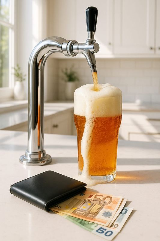 A tap pouring product with no one watching the cost