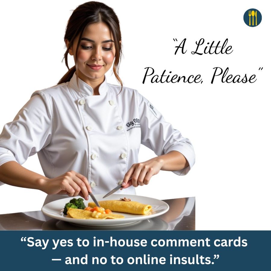 A little patience, please - hospitality team member